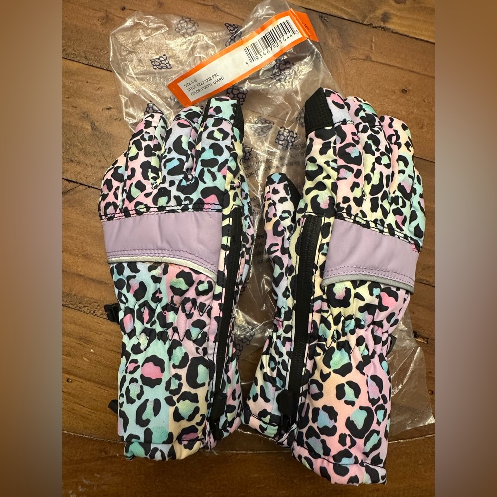 Roxy | Girls 3-5T | Jetty Gloves | Purple Leopard